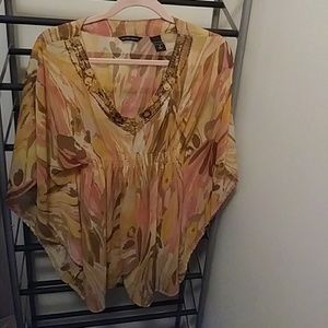 Sheer multi-color dashiki top